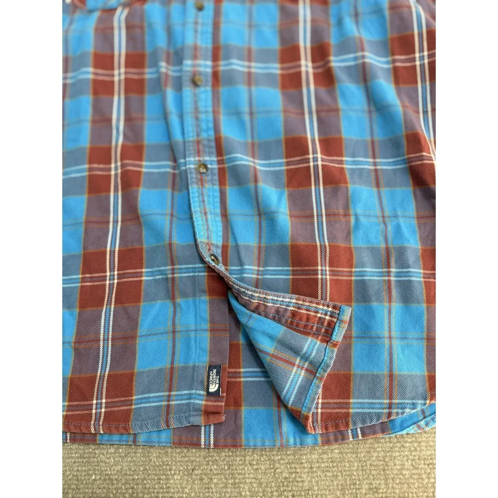 The North Face‎ Shirt Mens Large Blue Plaid Flannel Outdoor Hiking Button Front